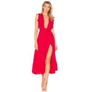 Majorelle Revolve Red Mistwood Ruffle Trim Wrap‎ Maxi Midi Dress Size XL